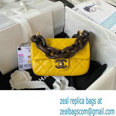 Chanel Mini Flap Bag in Lambskin & Ash-Wood AS4165 yellow 2023